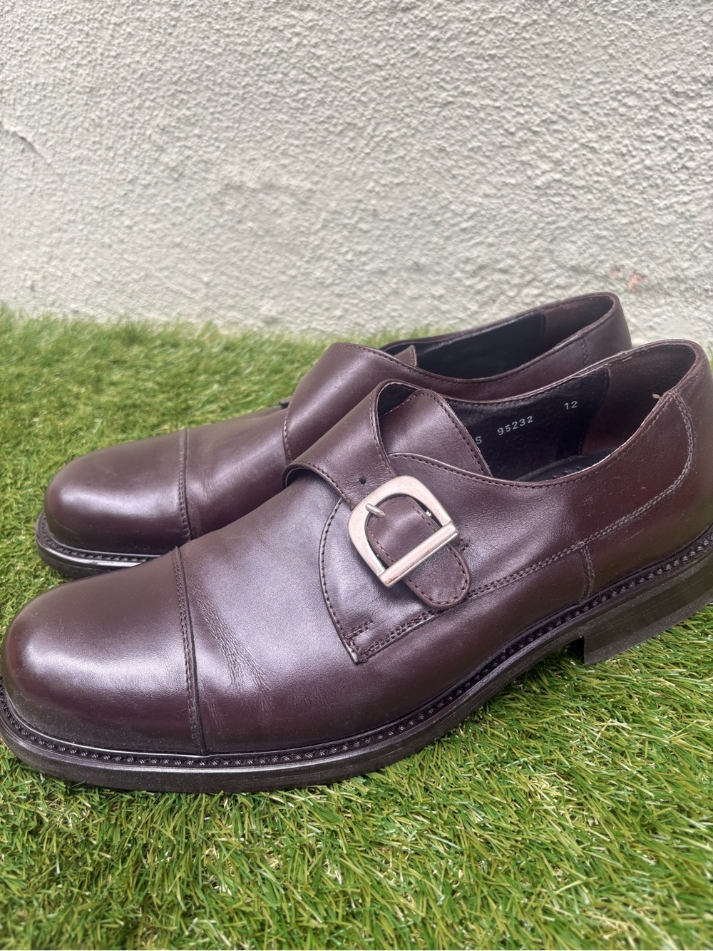 Impulse by Steeple Gate Men's Brown Leather Monk Strap Dress Shoes Size 12